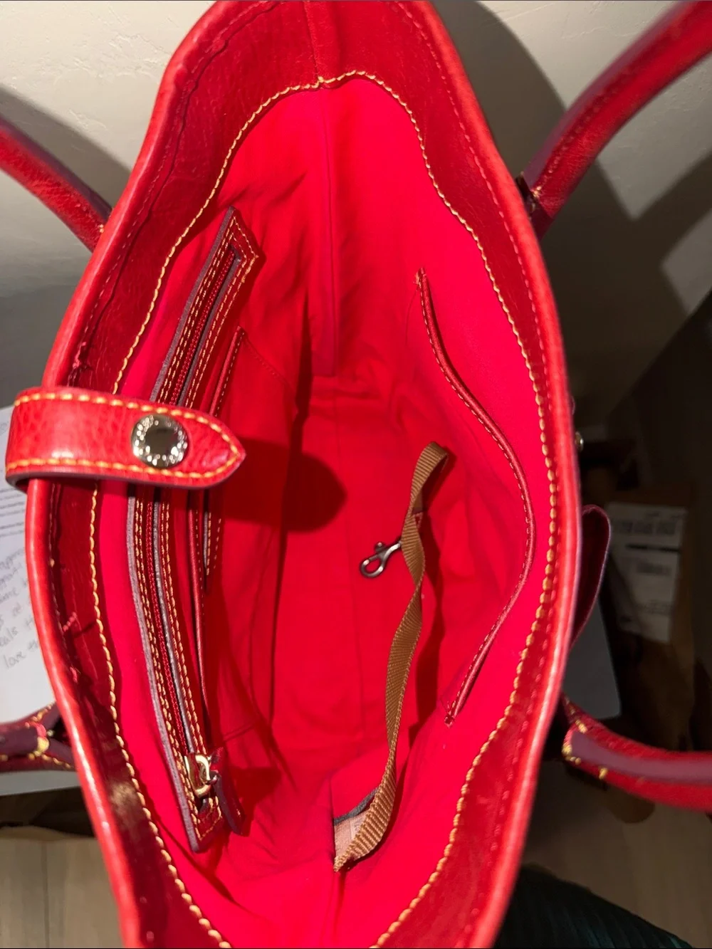 Dooney & Bourke Red Leather Pocket Tote